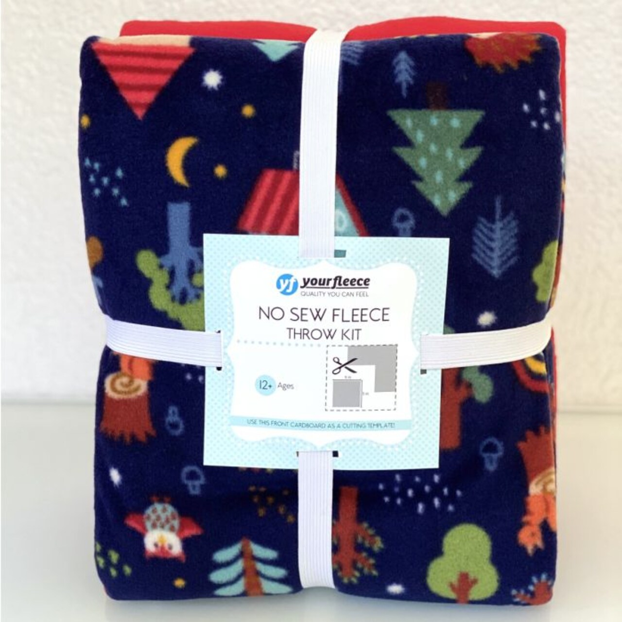 Camping Animals for Kids Anti-Pill No Sew Throw Fleece Fabric Kit